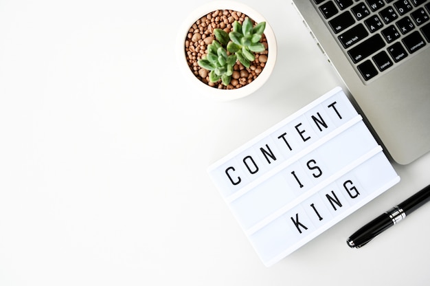 content is king Business  flat lay, minimal style