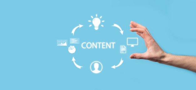 Content marketing cycle creating, publishing, distributing content targeted audience online analysis