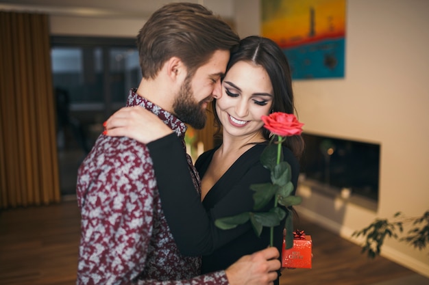 Photo content romantic couple celebrating