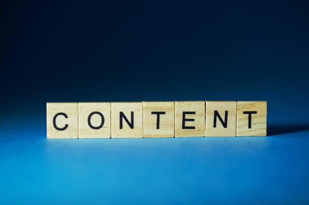 Content word on wooden cubes background