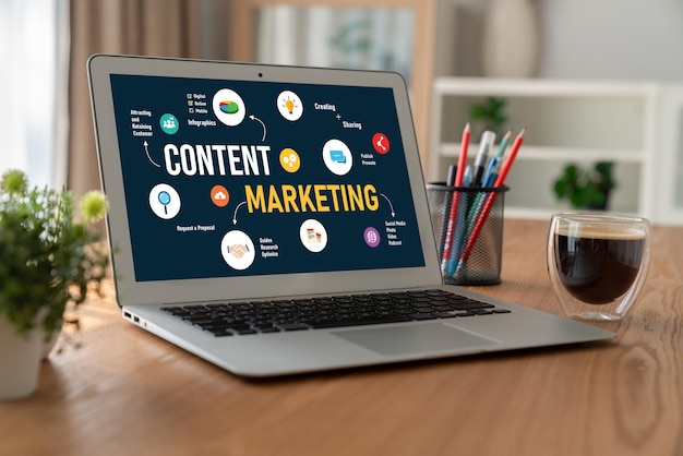 Foto contentmarketing voor moderne online business en e-commerce