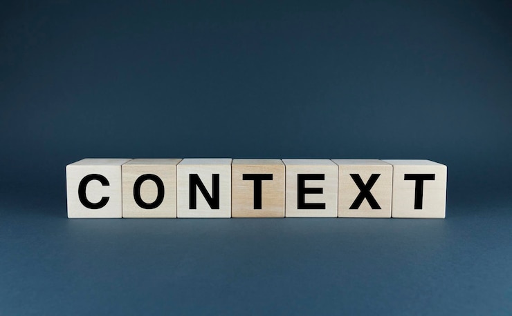 Photo context cubes form the word context