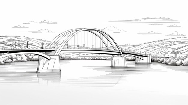 continue tekening lijn kunst brug