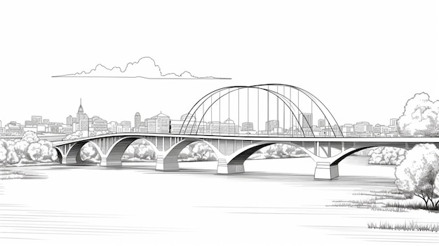 continue tekening lijn kunst brug