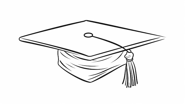 Photo continuous drawing line art graduation cap