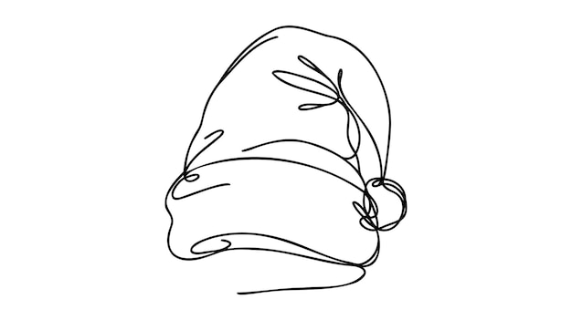 Photo continuous line drawing of cap of santa christmas hat one line icon one line drawing background