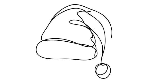 Photo continuous line drawing of cap of santa christmas hat one line icon one line drawing background