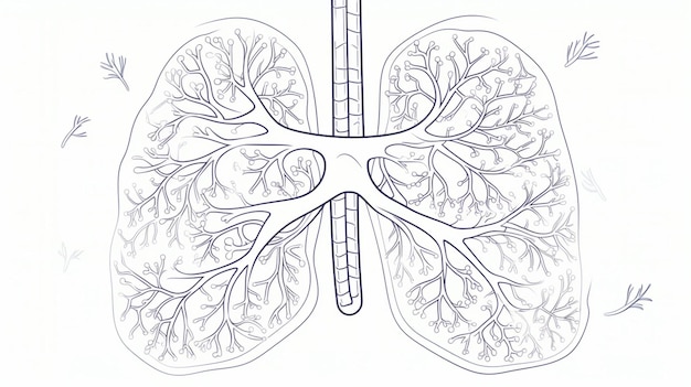 continuous line drawing lung