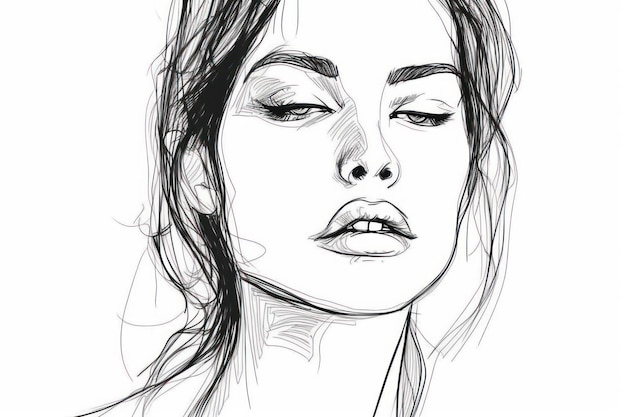 continuous line drawing of portrait of a beautiful woman s face the concept of skin beauty care for