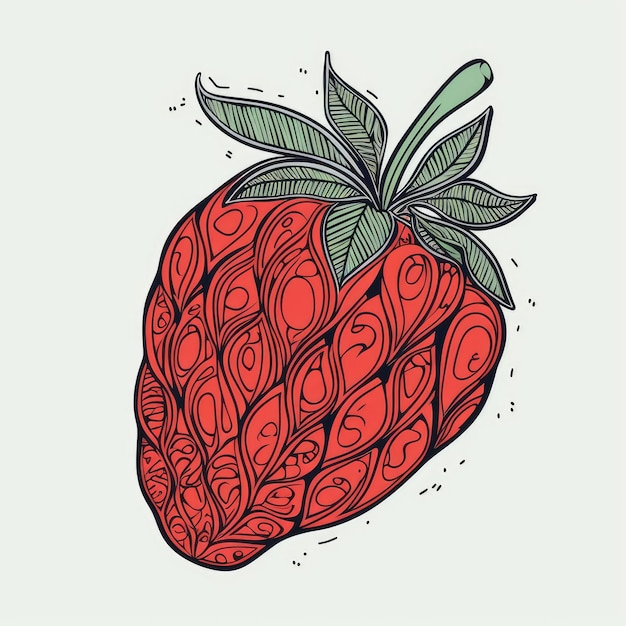 Continuous Line Drawing of Strawberry for Label Design Background