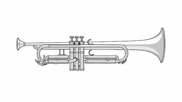 Photo continuous line drawing trumpet