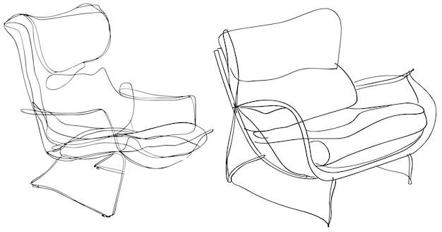 Photo continuous one line drawing armchair