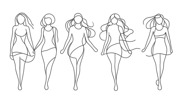 Continuous onelinegirlsworldartday concepttoutline vectorart illustratieontwerp