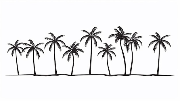 Photo continuous single drawing line art coconut tree