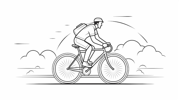 continuous single drawing line art cycling