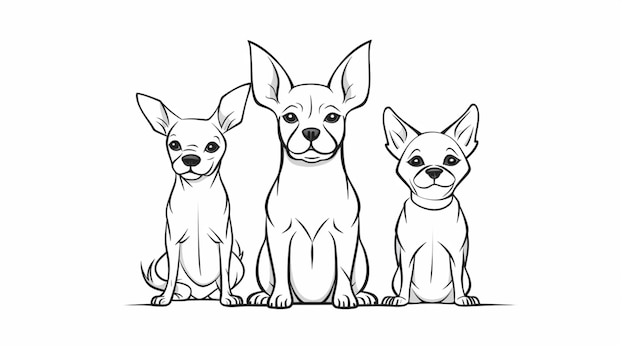 continuous single drawing line art dogs