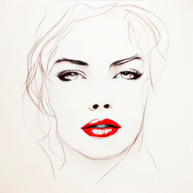 Photo continuous single line drawing of a womans face white background