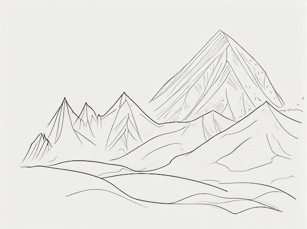 Photo continuous summit single line drawing of a majestic mountain range