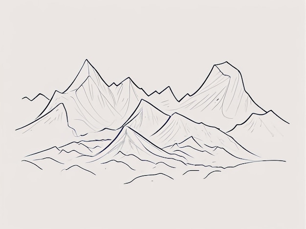 Photo continuous summit single line drawing of a majestic mountain range