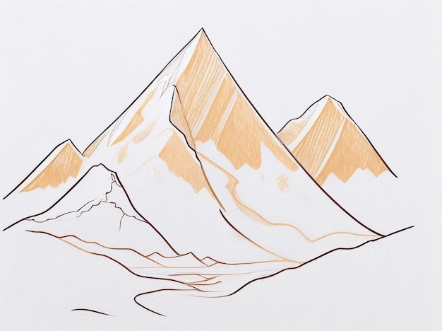Foto disegno continuo di una singola linea di vetta di una maestosa catena montuosa