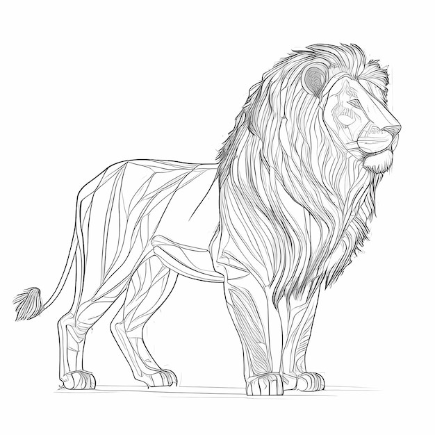 Photo contour lion to be colored by children whole silhouette simple image