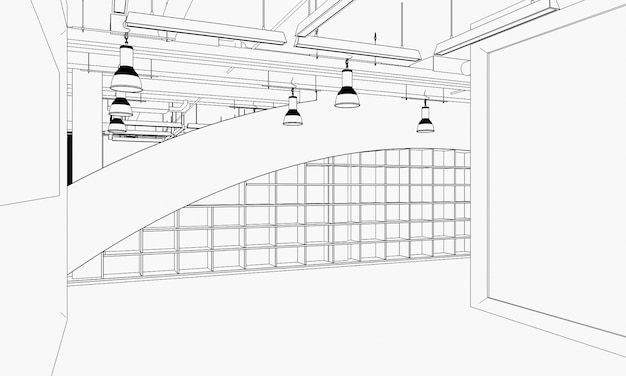 大きな空の内部スケッチアウトラインcgレンダリングの輪郭の視覚化