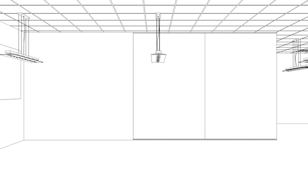 contour visualization of a large empty interior sketch outline