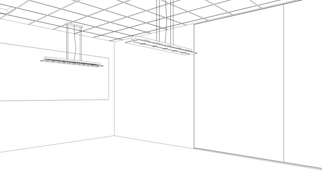 contour visualization of a large empty interior sketch outline