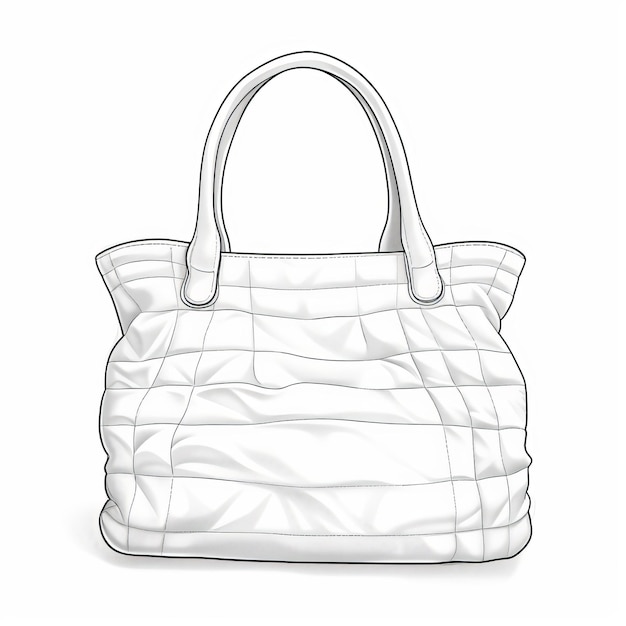 Contoured Shading White Quilted Tote With Straps Illustration