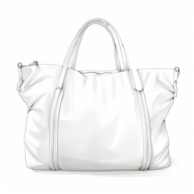 Contoured Shading Woman39s Leather Bag In White Satchel Vector Illustration