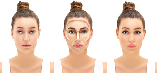 Contouring Make up woman face Contour and highlight makeup