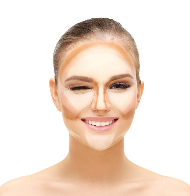 ContouringMake up woman face Contour and highlight makeup