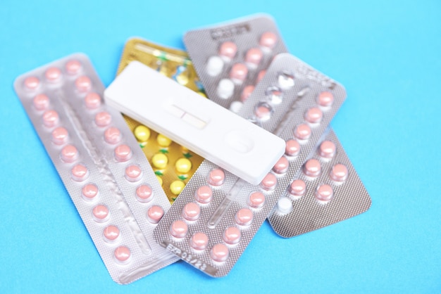 Contraception pills and Pregnancy test - Birth control contraceptive means prevent pregnancy