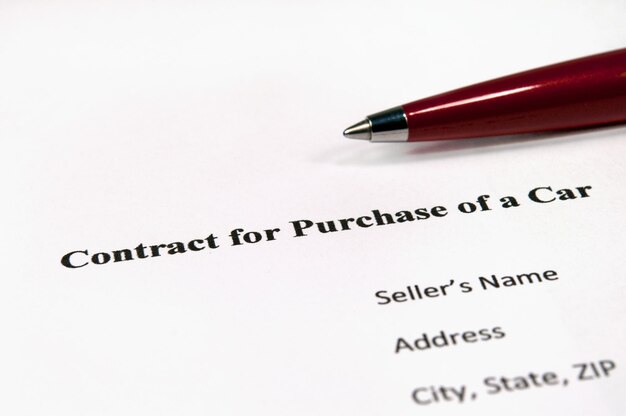 Photo contract for purchase of a car