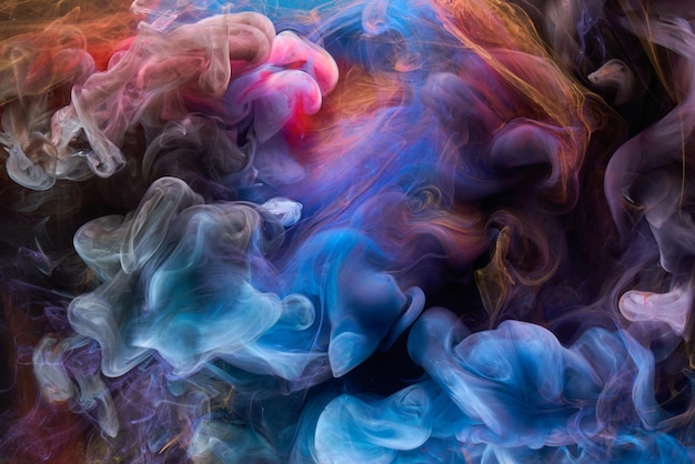 Contrasterende veelkleurige inkt abstracte achtergrond Acrylverf achtergrond voor parfum waterpijp cosmetica Mysterieuze rookwolken kleurrijke mist