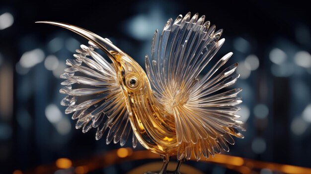 Photo contrasting crystal transparent wings of a beautiful bird