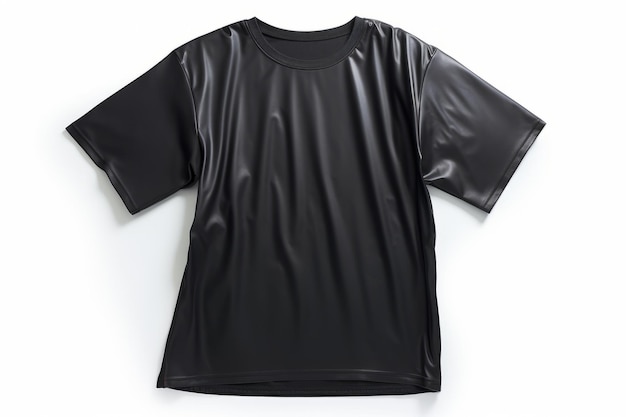 Контрастная элегантность черная футболка с короткими рукавами на хрупком белом фоне