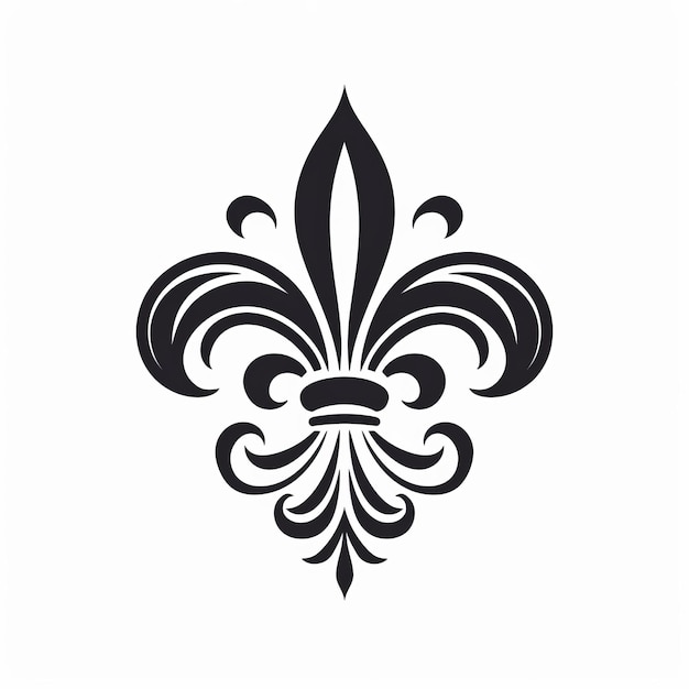 Photo contrasting elegance fleur de lis blooms in harmonious duality over crisp white canvas