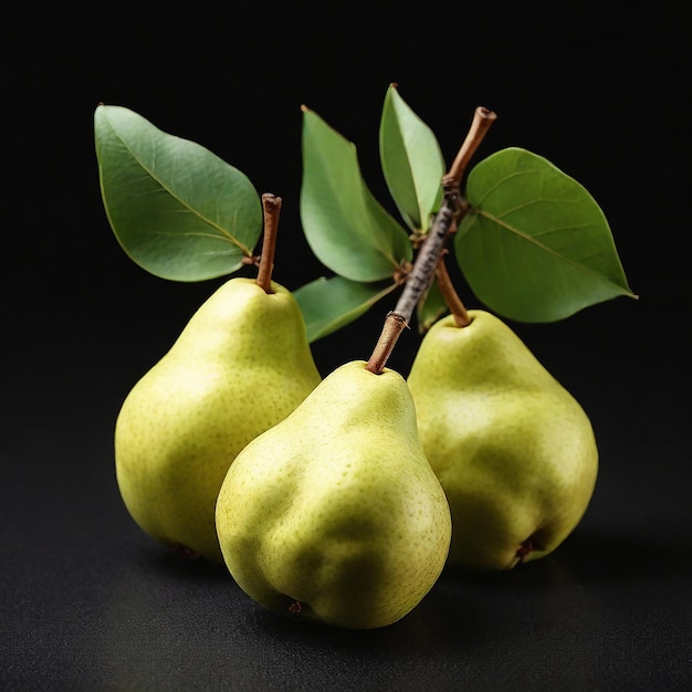 Contrasting Pears on Black Background