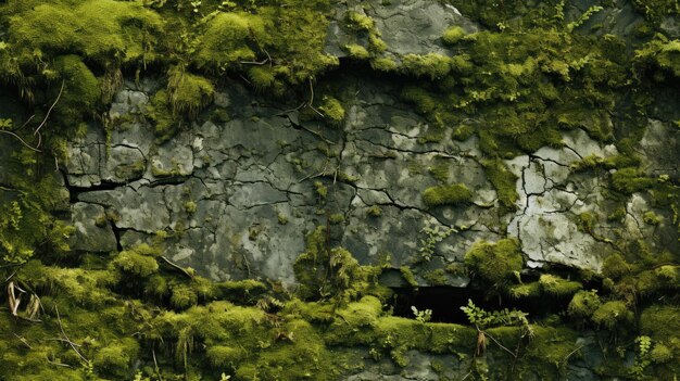 Photo contrasting textures of moss and bark repeating pattern