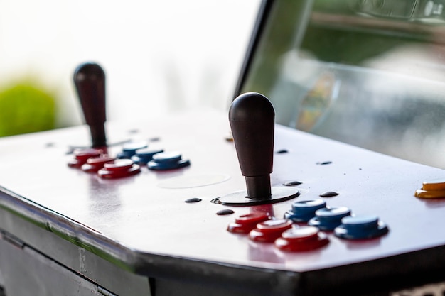 Control buttons for a retro game arcade