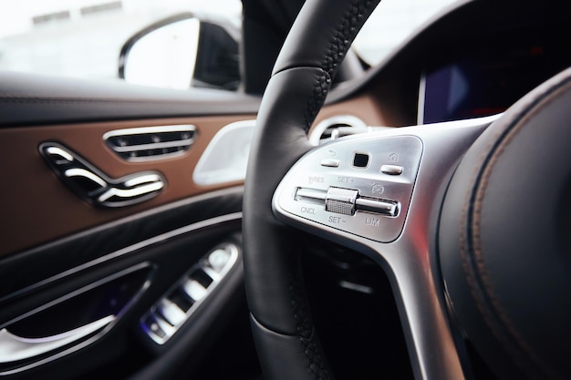 Control buttons on steering wheel Car interior