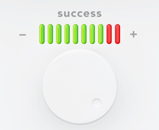 Photo control knob with success progress scale extreme closeup