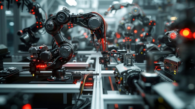 Photo the controlled chaos of a hyperautonomous microfactory where robots and machines work together to