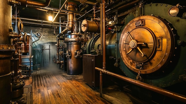 controlled server room Steampunk boiler room Generative Ai