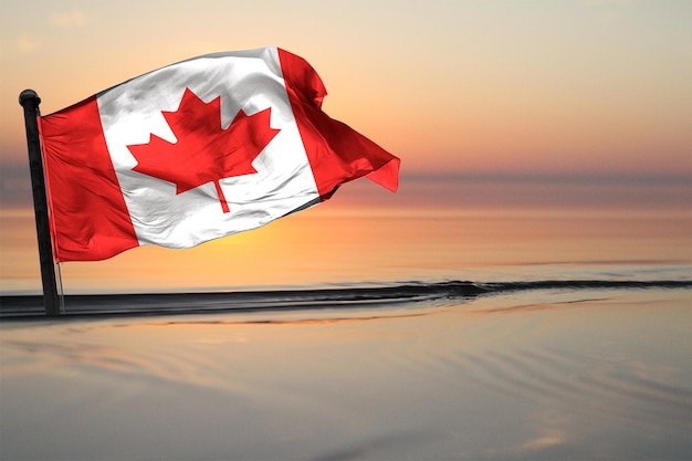 a contry of canada national flag on a see backgrund