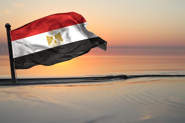 A Contry of egypt National Flag on a see backgrund