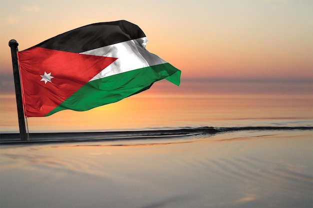 A Contry of jordan National Flag on a see backgrund