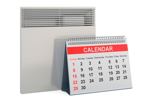 Convection heater with desk calendar 3D rendering