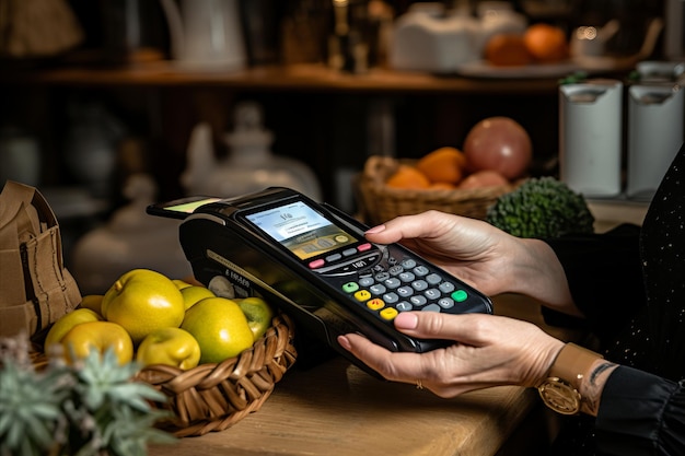 Convenient Mobile Payments Array of Store Items Displayed Alongside Smartphone Payment App